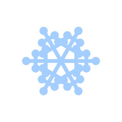 Fototapeta premium Snowflake icon. Blue silhouette snow flake sign, isolated on white background. Flat design. Symbol of winter, Christmas, New Year holiday. Graphic element decoration. Vector illustration