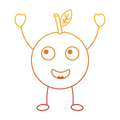 kawaii cartoon orange fruit funny character vector illustration