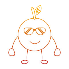 kawaii cartoon orange fruit funny character vector illustration