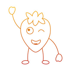 kawaii strawberry fruit cartoon character vector illustration