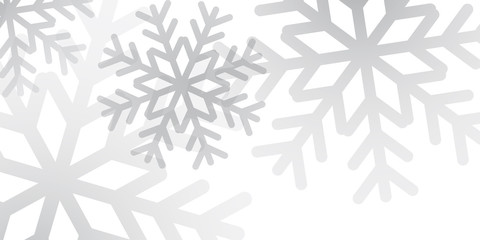 Christmas winter background. Christmas snowflakes. White and silver snow elegant Christmas background. Happy New Year card design for holiday celebration, winter Xmas decoration Vector illustration