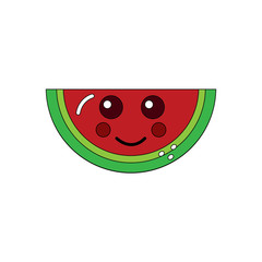 kawaii watermelon fruit character cute funny vector illustration