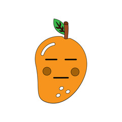 kawaii mango fruit cartoon character facial expression vector illustration