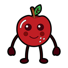 kawaii cute apple funny fruit vector illustration