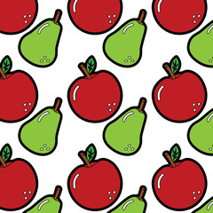 fruit apple and pear fresh seamless pattern vector illustration
