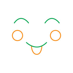 kawaii face expression facial gesture cartoon vector illustration line green orange