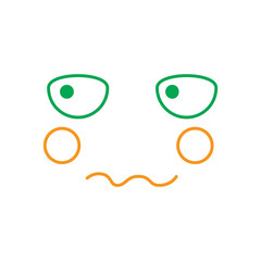 kawaii face expression facial gesture cartoon vector illustration line green orange