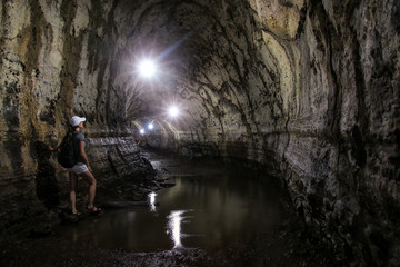 Fototapeta premium Lava tube in the highlands of Santa Cruz Island in Galapagos National Park, Ecuador.