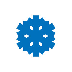 Snowflake sign. Blue Snowflake icon isolated on white background. Snow flake silhouette. Symbol of snow, holiday, cold weather, frost. Winter design element Vector illustration