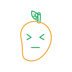 kawaii mango fruit cartoon character facial expression vector illustration line green orange