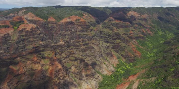 Beautiful Panning Aerial Canyon Shot Kauai Hawaii