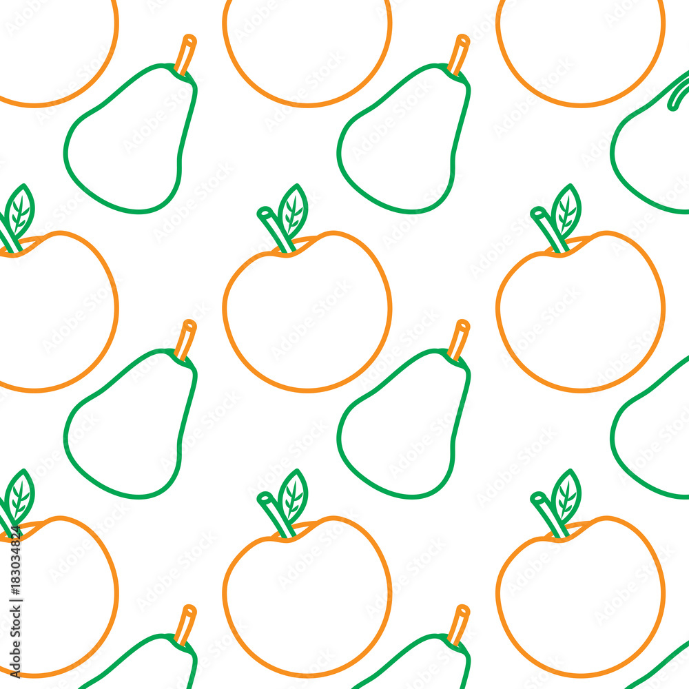 Poster pear apple fruit pattern image vector illustration design