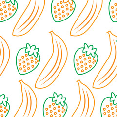 banana strawberry fruit pattern image vector illustration design 