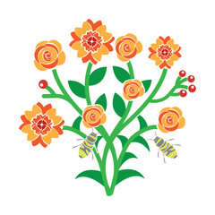 flowers and bees icon image vector illustration design 