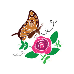 flowers and butterfly icon image vector illustration design 