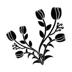 tulip flower icon image vector illustration design  black and