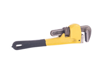 Adjustable pipe wrench isolated on white background