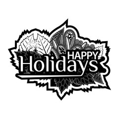 Happy holidays. Hand lettering typography text. Doodles. vector illustrator