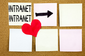 Conceptual hand writing text caption inspiration showing Intranet word cloud concept for Internet...