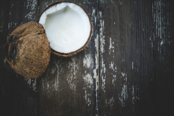 Coconut Background over wooden table