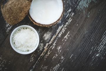 Coconut Background over wooden table