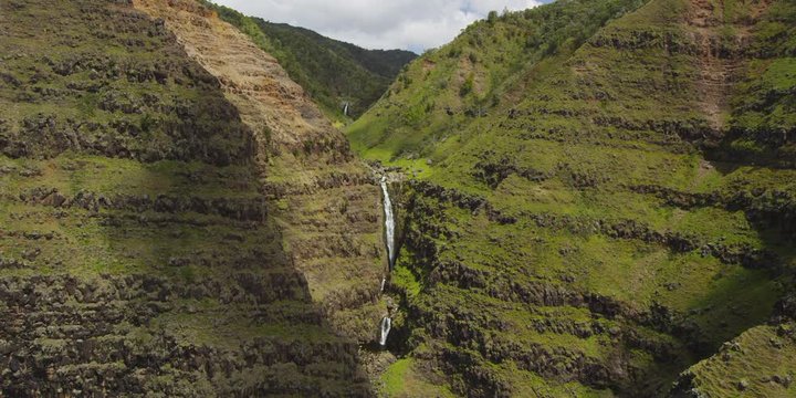 Epic Fly Over Aerial Reveal Hawaii Canyon Waterfall Kauai