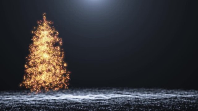 Leuchtender Weihnachtsbaum aus goldenen Partikeln