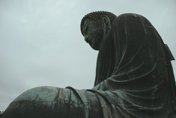 Great Buddha - Daibutsu - at Kotoku-in temple, one of the largest bronze Buddha in Japan, Kamakura...