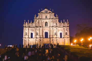 Fototapeta na wymiar Ruins of St. Paul's Church, Macau, China, 17th-century complex, Macau's best known landmark