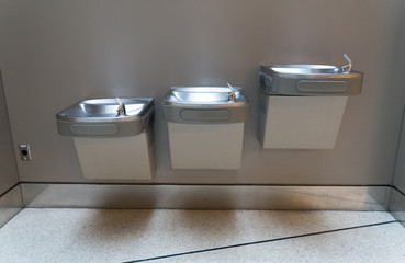 Free drinking water or drinking fountain for traveler in the international airport. Public drinking...