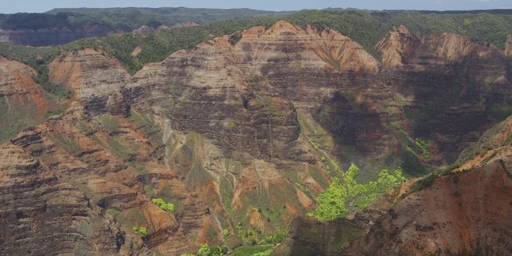 Waimea Canyon Panning Aerial Island Mountain Hawaii Kauai