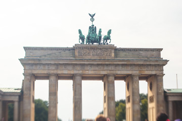 View of Brandendurg Gate, an 18th-century neoclassical monument in Berlin, Germany