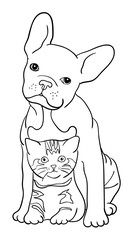 Cat & dog line art 06. Good use for symbol, logo, web icon, mascot, sign, or any design you want.