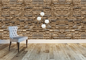 empty stone wall interior design for home, office, hotel background. 3d illustration