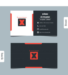 Vector design modern creative business card template. Show front and back of card. Concept first impression for start up business. Clean and clear template easy to use.
