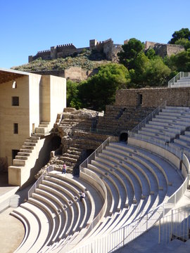 Teatro romano de Sagunto. A&ntilde;o 50 d. C. en la ladera septetrional de la ciudad de Sagunto ( Comunidad Valenciana, Espa&ntilde;a)