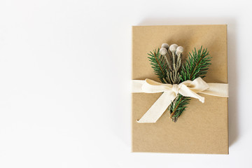 Natural Holiday Present in Brown Simple Kraft Box With Bow