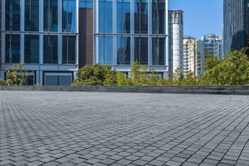 modern buildings and empty pavement in china..