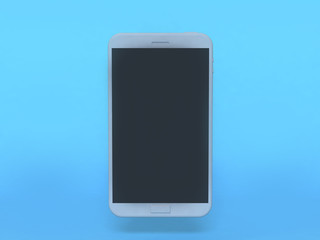 white smartphone-mobile phone 3d rendering blue background