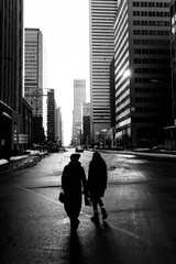 black and white people walking