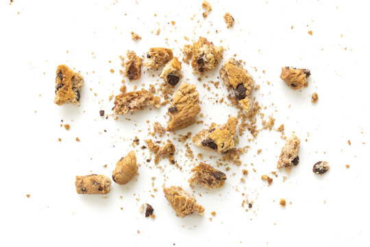 broken homemade cookies on white background