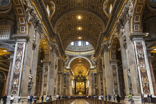 The interior of the Cathedral of St. Peter in the Vatican