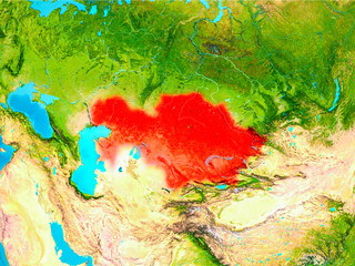 Kazakhstan in red on Earth