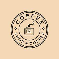 Coffee vintage logo template emblem vector illustration