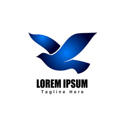 flying dove bird art logo