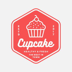 Cupcake vintage logo illustration vector template emblem