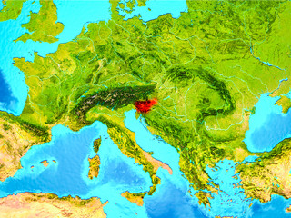 Slovenia in red on Earth