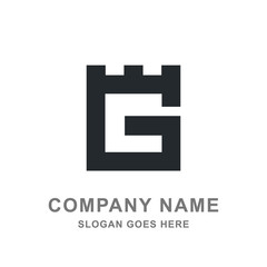 Letter G Castle Building Logo Vector 