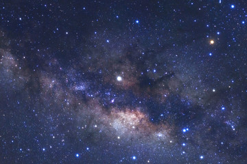 Milky way galaxy with stars and space dust in the universe, Long exposure photograph, with grain.