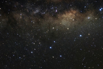 Milky way galaxy with stars and space dust in the universe, Long exposure photograph, with grain.